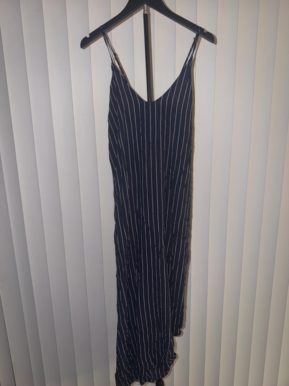 Navy Blue Striped Slip Dress